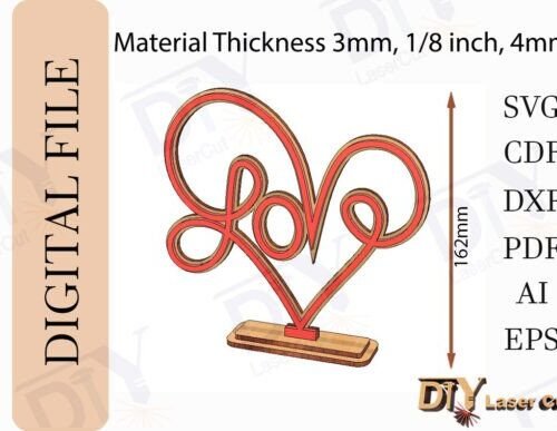 Soporte Decorativo Corazon De Amor Creativo Digital